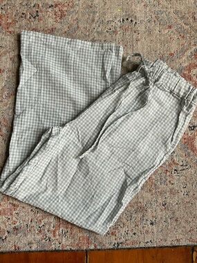 Light Sage Gingham Drawstring Pants